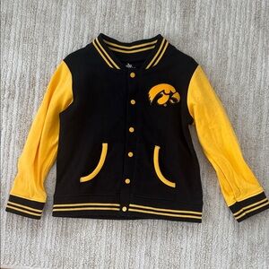 Youth Black & Gold Varsity Jacket with Hawkeye Logo